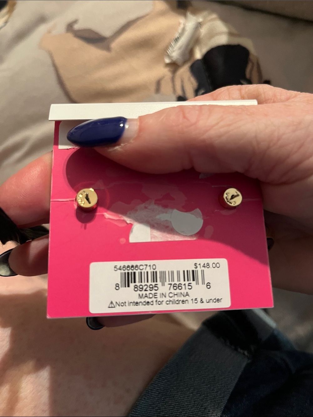 NWT Kurt Geiger Gold Heart Drop Earrings with Dark Green Inset - Picture 5 of 12